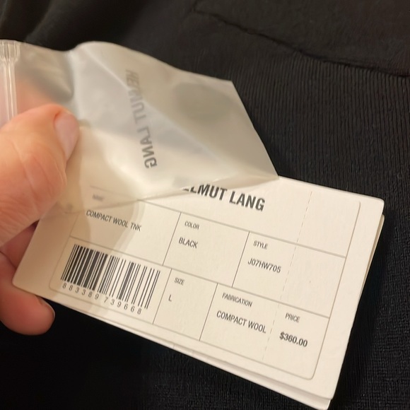 NWT Helmut Lang Merino  Wool Blend Cropped Sweater (BLACK), Large - Picture 4 of 6